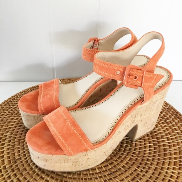 1901 Coral Crock Heels Size 7 M Platform Shoes Wedge - Picture 3 of 5